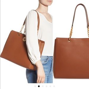 Tory Burch Everly Cognac Leather Tote Bag